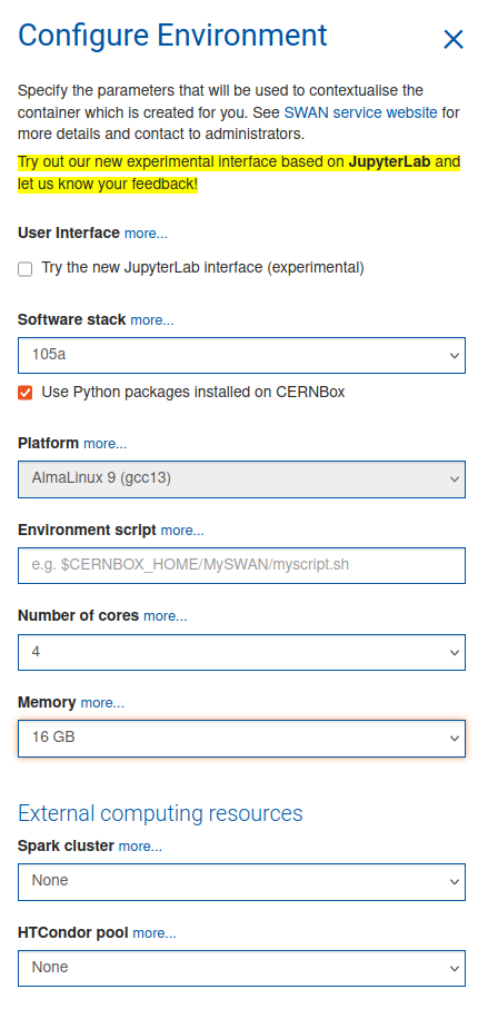 swan environment configuration